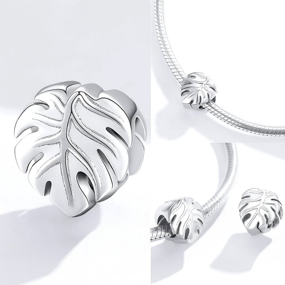 Monstera Leaf, European Charm for Bracelets S925